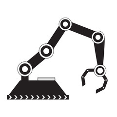 Isolated industrial robot arm icon