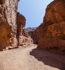 Rock walls of the Natural Bridge Canyon hiking trail in Death Valley National Park