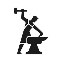 Blacksmith logo silhouette - obrazy, fototapety, plakaty