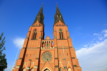 Gorgeous view scandinavia’s largest church Uppsala cathedral.