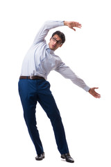 Young puppet businessman isolated on white background