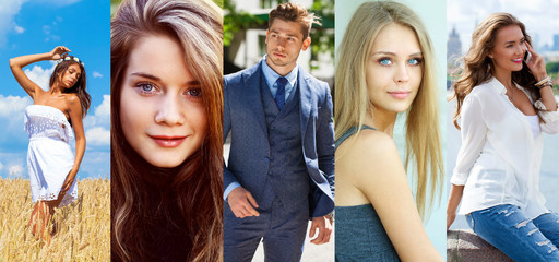 Collage happy people