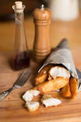 Fish & Chips on a Wooden Surface