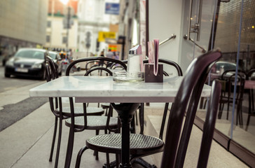 empty coffeehouse tables