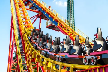 Foto op Aluminium Amusement park in Vienna, Roller coaster © MysteryShot