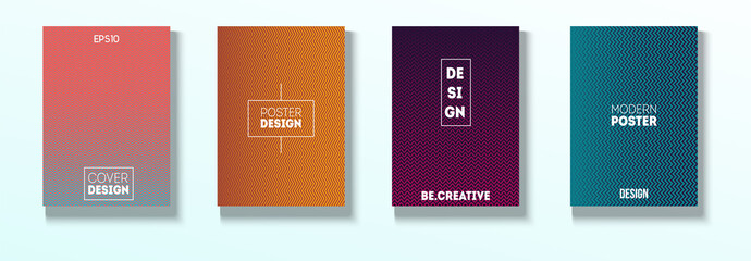 Minimal Covers, Vector Hipster Abstract Brands Design. Magenta, Cyan, Yellow Corporate Identity Blend Tech Halftones. Business Minimal Covers, Cool Retro Ad Music Party Poster Bright Gradient Stripes.