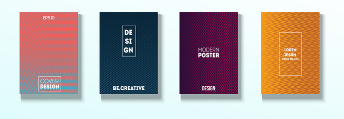 Minimal Covers, Vector Hipster Abstract Brands Design. Magenta, Cyan, Yellow Corporate Identity Blend Tech Halftones. Business Minimal Covers, Cool Retro Ad Music Party Poster Bright Gradient Stripes.