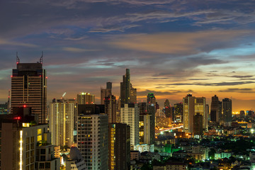 scenic of urban cityscape on sunrise twilight skyline