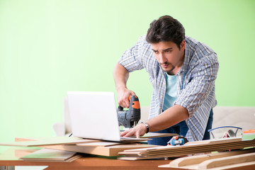 Woodworker working in his workshop