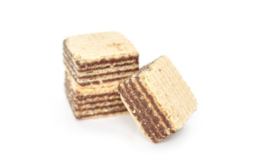 wafer chocolate dessert on white background
