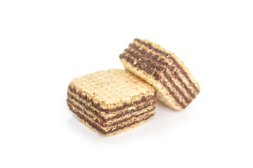 wafer chocolate dessert on white background