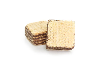 wafer chocolate dessert on white background