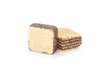 wafer chocolate dessert on white background