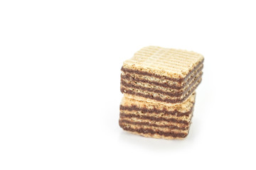 wafer chocolate dessert on white background