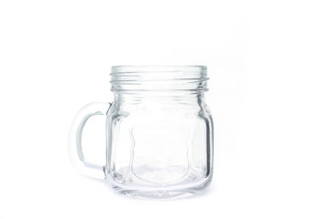 glass jar empty on white background