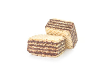 wafer chocolate dessert on white background