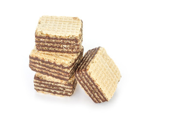 wafer chocolate pile  stackable dessert on white background