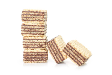 wafer chocolate pile  stackable dessert on white background