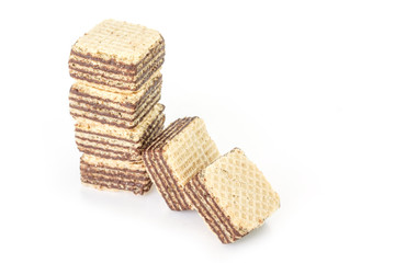 wafer chocolate pile  stackable dessert on white background