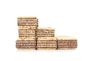 wafer chocolate pile  stackable dessert on white background
