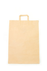 brown paper bag on white background.