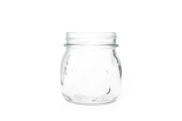 glass jar empty on white background