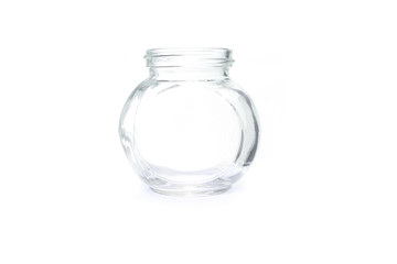 glass jar empty on white background