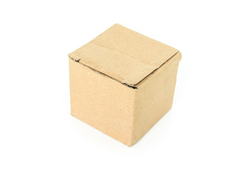brown paper box close on white background.