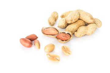 peanut pile on white background