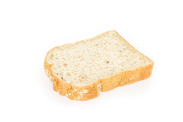 whole wheat bread on white background.