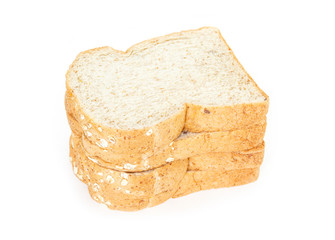 whole wheat bread on white background.