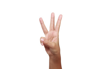 kids hand with three finger up