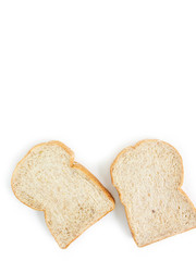 whole wheat bread top view on white background.