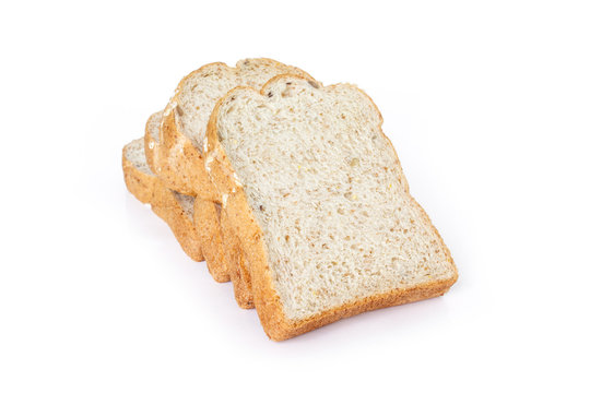 whole wheat bread on white background.