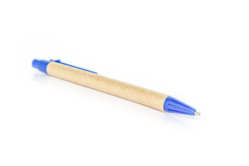 blue pen on white background.