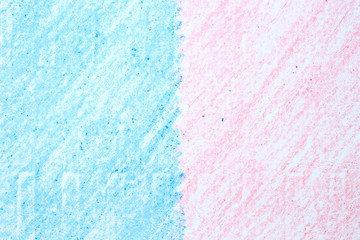 blue and red crayon drawings on white paper background texture
