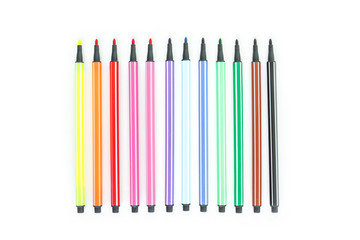 Obraz premium Colorful pens isolated on white background.