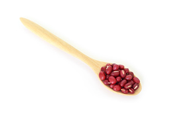 red bean seed spoon vegetable nature on white background