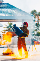 Firefighters in action ,Firefighters training