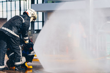 Firefighters in action ,Firefighters training