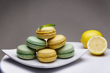 French dessert. Lime and lemon macaroons.