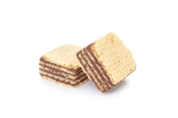 wafer chocolate dessert on white background