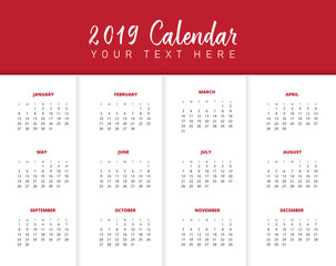2019 Calendar Design