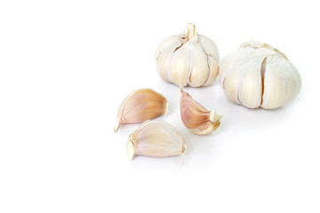 garlic vegetable ingredient on white background