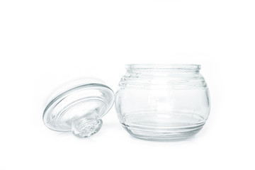 glass jar empty on white background