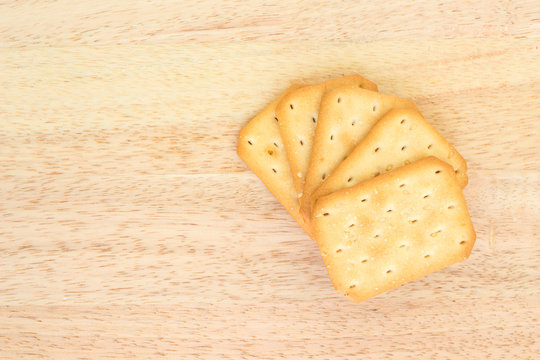 craker on wooden background.