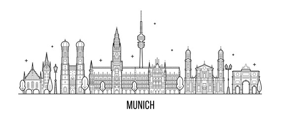 Fototapeta premium Panoramę Monachium, Niemcy miasto budynki wektor