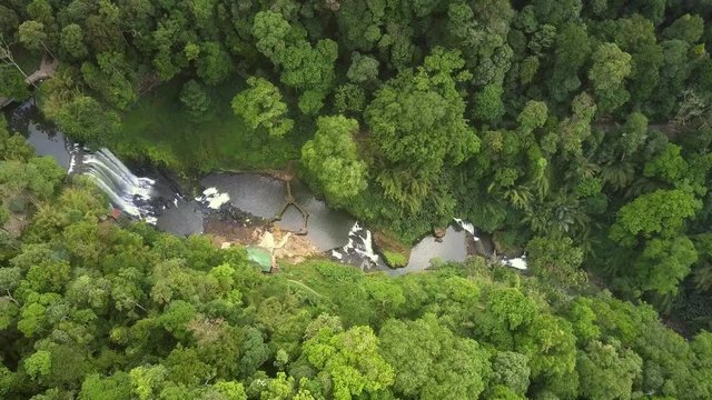 upper view deep narrow valley with ravine among jungle