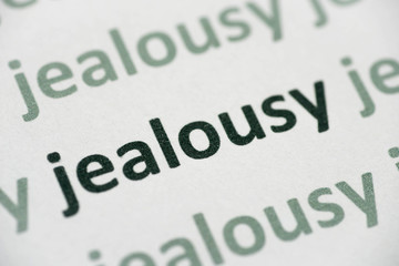 Fototapeta premium word jealousy printed on paper macro