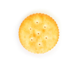 circle cracker top view on white background.